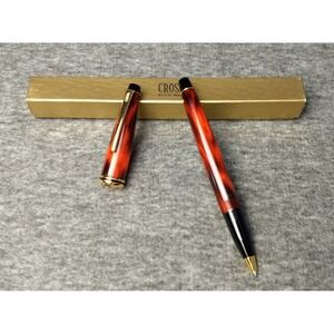 CROSS Radiance Marble Rollerball Pen Vesuvius Red  22K‎ Gold Trim & Pocket Clip
